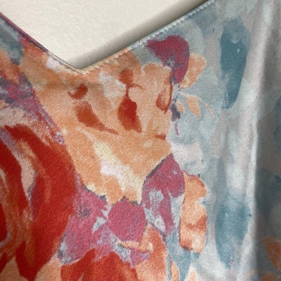 Unbranded Blue Multicolor Floral Nightgown Slip Lingerie Midi Dress Medium - Picture 6 of 12